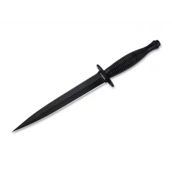 HT INSTRUMENTS H&T Commando coltello a lama fissa 02HY002 - acciaio inox 420, lama nera rivestita, fodero in pelle