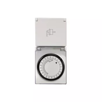 LogiLink ET0006 timer meccanico per esterni, IP44, 3680 W, 16 A, programma giornaliero, 96 segmenti, intervalli di 15 minuti, Schuko, nero/grigio
