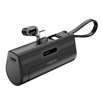 LogiLink power bank mobile, LiPo, 4500 mAh, connettore USB-C integrato, nero
