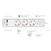 LogiLink LPS287U ciabatta con 3 prese di sicurezza, USB-A e USB-C PD 20W, interruttore a bilanciere, cavo 1,5m, bianca