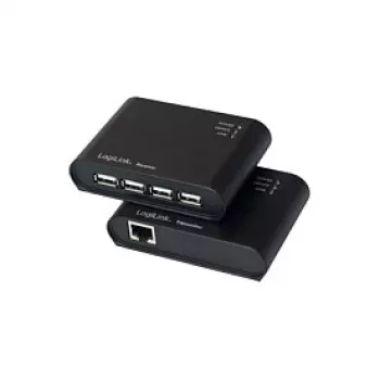 LogiLink extender USB 2.0 Cat.5 con hub a 4 porte, 50 m, nero