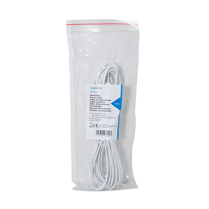 LogiLink CP193W cavo di alimentazione CEE 7/16 a IEC C7 bianco 5 m