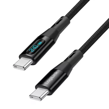 LogiLink cavo USB 2.0 Type-C con indicatore di potenza, C/M a C/M, 480 Mbps, 240W PD 3.1, nylon intrecciato, nero, 1 m
