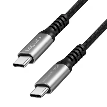 LogiLink cavo USB 2.0 Type-C, C/M a C/M, 480 Mbps, 240W, nylon, metallo, nero/argento, 0,5 m