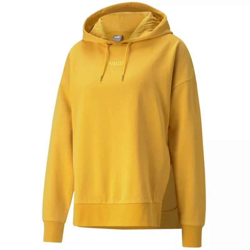 PUMA HER Hoodie TR felpa con cappuccio pullover donna relaxed fit giallo chiaro
