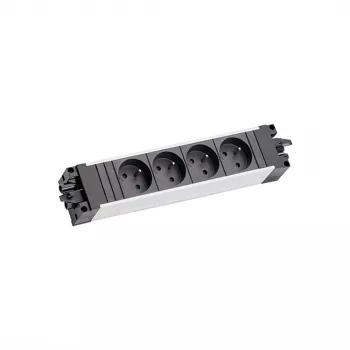 Bachmann STEP ALU 6x UTE GST18 France – ciabatta in alluminio 6 prese con ingresso GST18, 230V/16A, 3680W, argento/nero