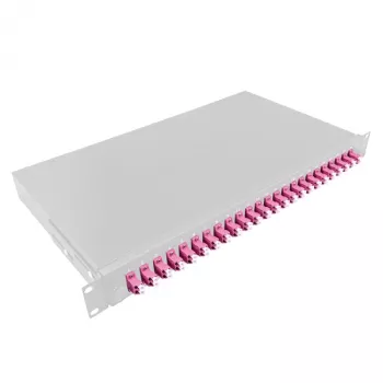LogiLink F24LC4G patch panel in fibra ottica LC Duplex 24 porte, montaggio rack 1U 19 pollici, acciaio grigio