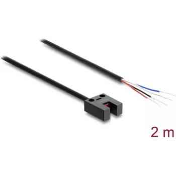 Delock Fotocellula a forcella 5 mm Type U con 4 terminali a cavo aperti NPN L/D selezionabile 2 m