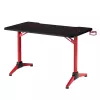LogiLink Scrivania gaming, 120x60 cm, piano in vetro temperato con illuminazione RGB, cornice rossa