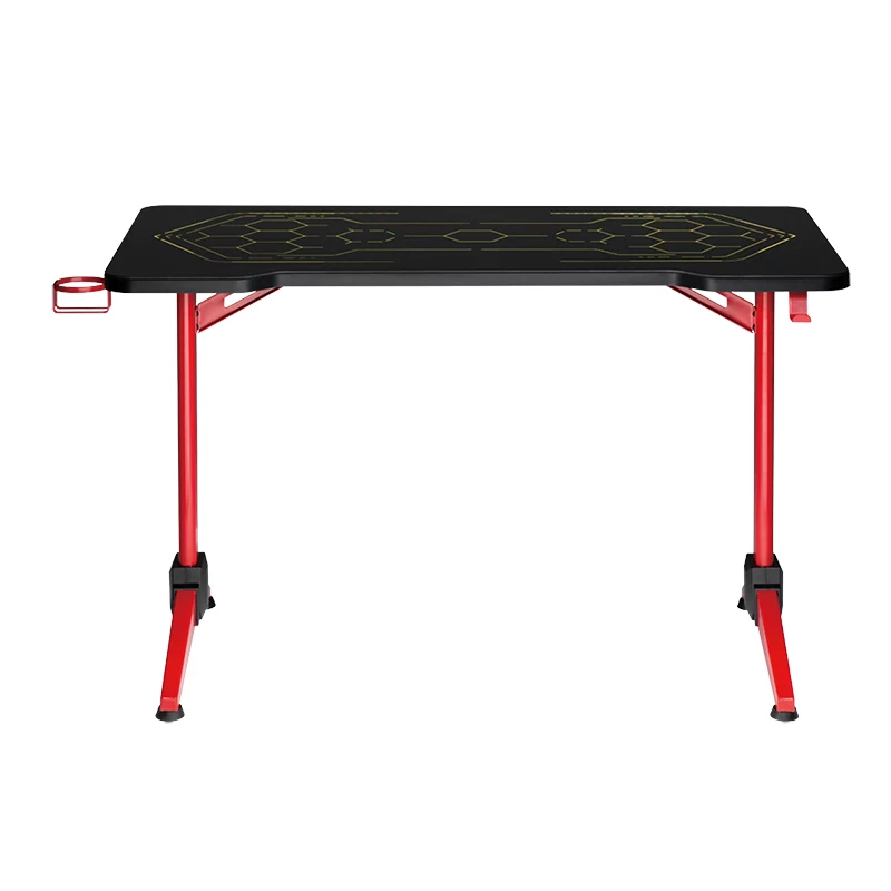 LogiLink Scrivania gaming, 120x60 cm, piano in vetro temperato con illuminazione RGB, cornice rossa