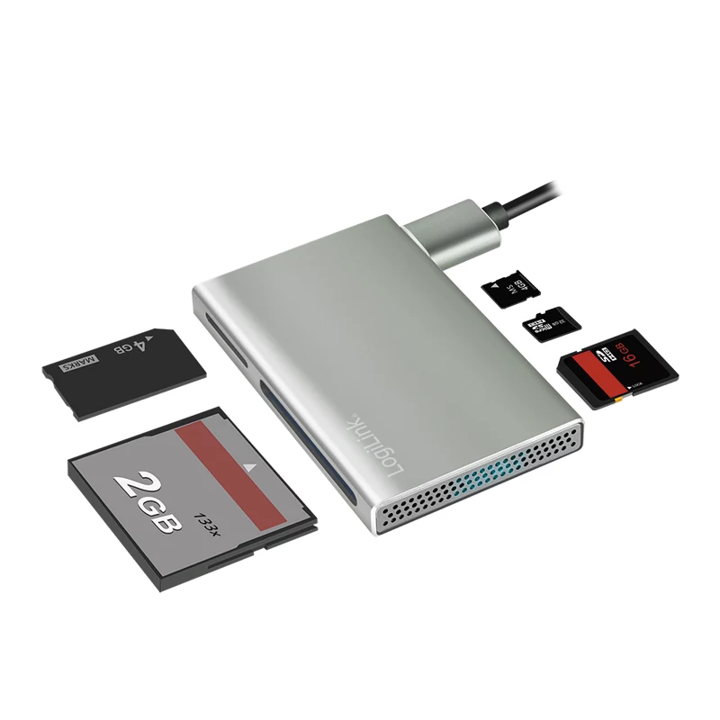 LogiLink USB 3.2 Gen1 lettore di schede 5-in-1, corpo in metallo, argento
