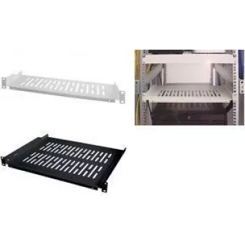 LogiLink ripiano rack fisso 19 pollici 1U, profondità 300 mm, nero RAL 9005, acciaio, max. 15 kg