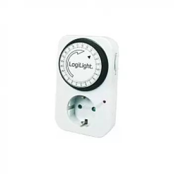 LogiLink timer meccanico ET0001, programmabile giornaliero, 16A/3680W, 230V, tipo F Schuko, bianco