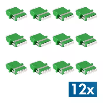 LogiLink Set adattatori in fibra ottica LC Quad, 12 pezzi, verde, con flangia, SC Duplex Breakout