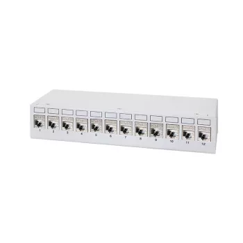LogiLink NK4093 Patch panel desktop Cat.6A, 12 porte, grigio chiaro (RAL 7035), schermato, acciaio senza viti
