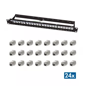 LogiLink Patch panel modulare 24 porte Cat.6A Keystone, 19