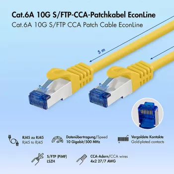 Cavo patch LogiLink Cat.6A S/FTP LSZH, CCA, 5 m, giallo, EconLine