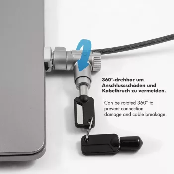 LogiLink NBS015 lucchetto universale con chiave per notebook, ultrabook, MacBook Pro e tablet – cavo in acciaio zincato, 2 m, nero/argento