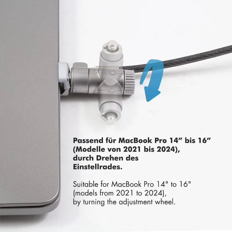 LogiLink NBS015 lucchetto universale con chiave per notebook, ultrabook, MacBook Pro e tablet – cavo in acciaio zincato, 2 m, nero/argento