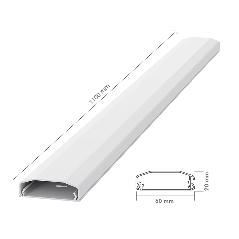LogiLink canalina per cavi, PVC, 750 x 60 x 20 mm, bianco, autoadesiva, con coperchio a scatto