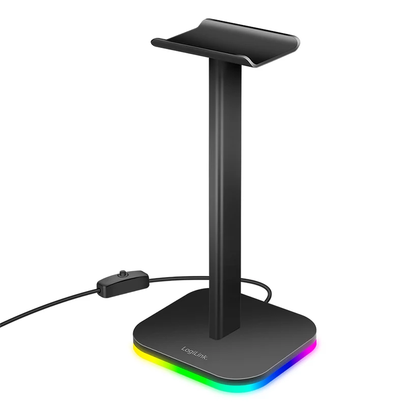 LogiLink supporto per cuffie con luce RGB, nero