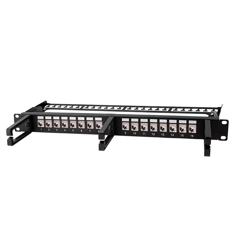 LOGILINK Patch panel modulare 16 porte Cat.6A Keystone, 19/1U, con 3 anelli per cavi, nero