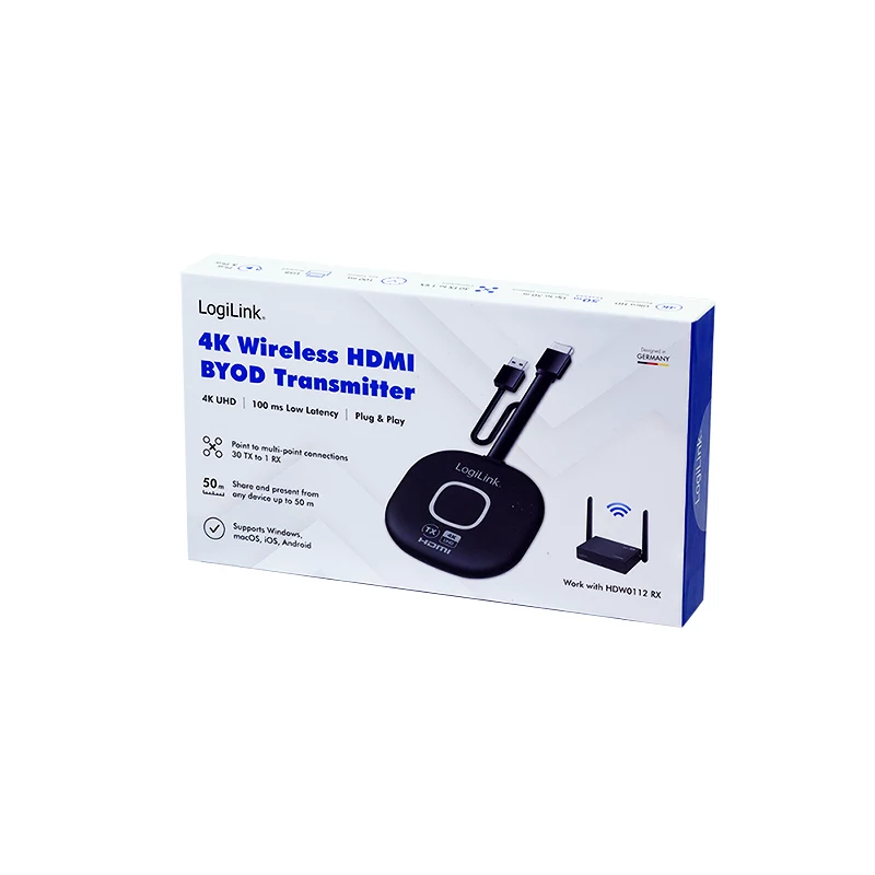 LogiLink Wireless HDMI unità trasmettitore BYOD per HDW0112, 1080p@60Hz, portata 50m, Plug & Play