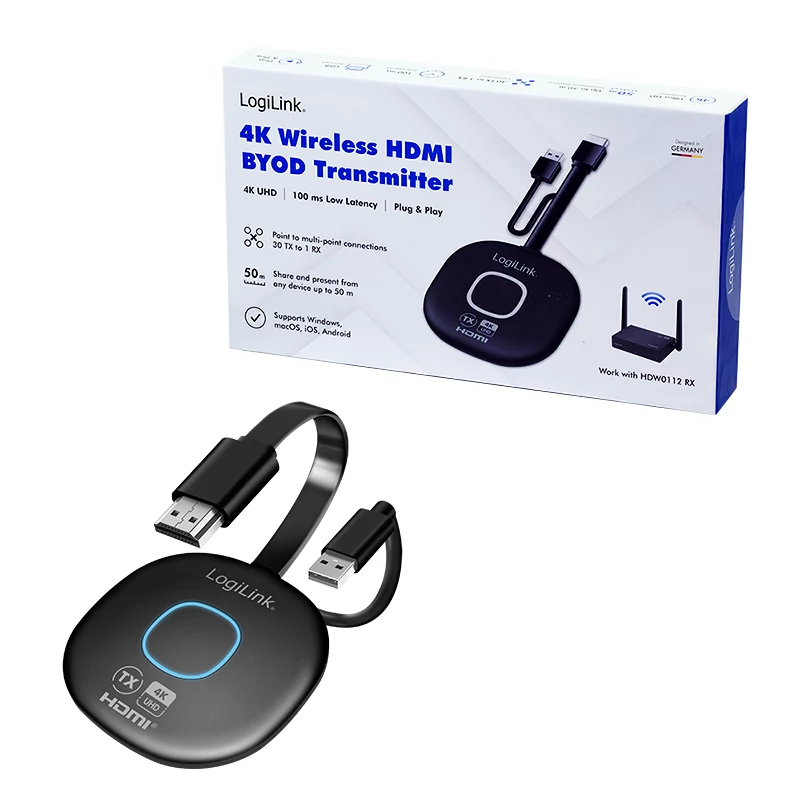 LogiLink Wireless HDMI unità trasmettitore BYOD per HDW0112, 1080p@60Hz, portata 50m, Plug & Play