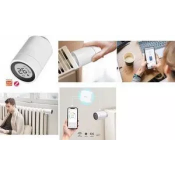 LogiLink Termostato Smart Zigbee Valvola Termostatica con Display LCD, Compatibile Tuya, Bianco