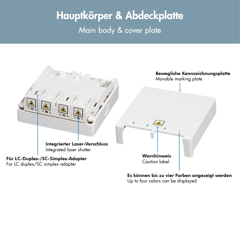 LOGILINK FTTH Rosetta di Terminazione FB1007, 4 Porte, Montaggio a Parete o su Guida DIN, Bianco