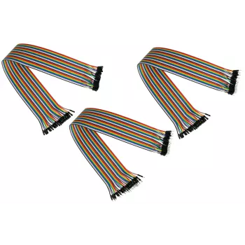 Kabelmeister set jumper wire 40 pin, 3 nastri (maschio-maschio, femmina-femmina, maschio-femmina), 20 cm, 24 AWG, colori arcobaleno, per Arduino, Raspberry Pi, breadboard