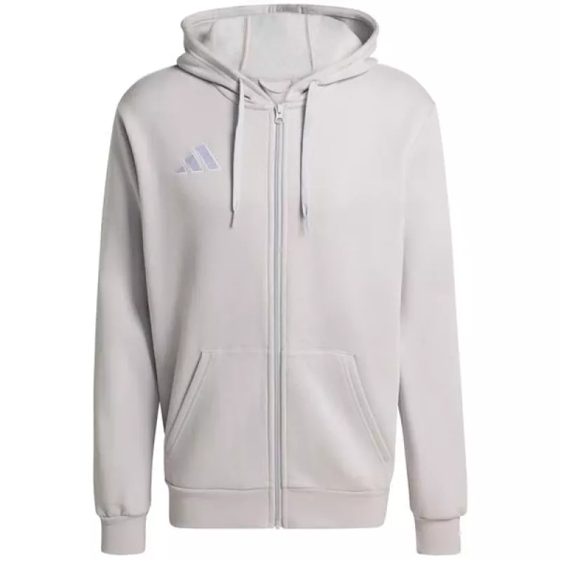 adidas Entrada 26 Felpa con cappuccio full zip uomo grigio Six/nero taglia S