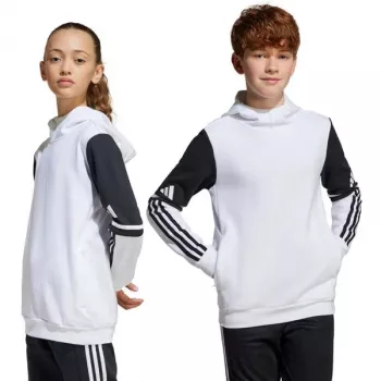 adidas Squadra 25 felpa con cappuccio in felpa per bambino bianco JD4807 140cm