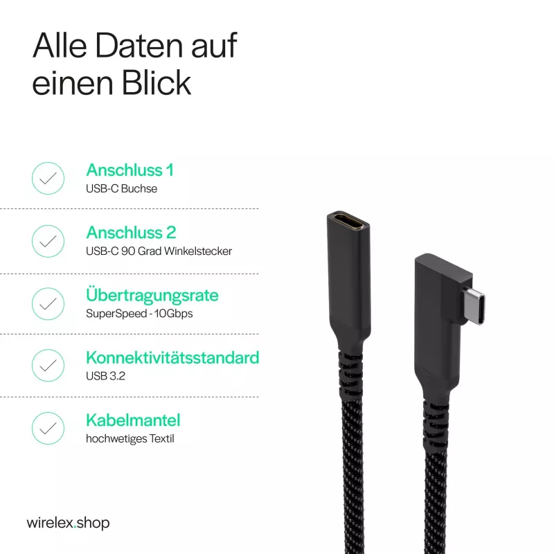 ShiverPeaks cavo di prolunga USB-C USB-C/C 3.2 PD 90° - cavo - digitale/dati