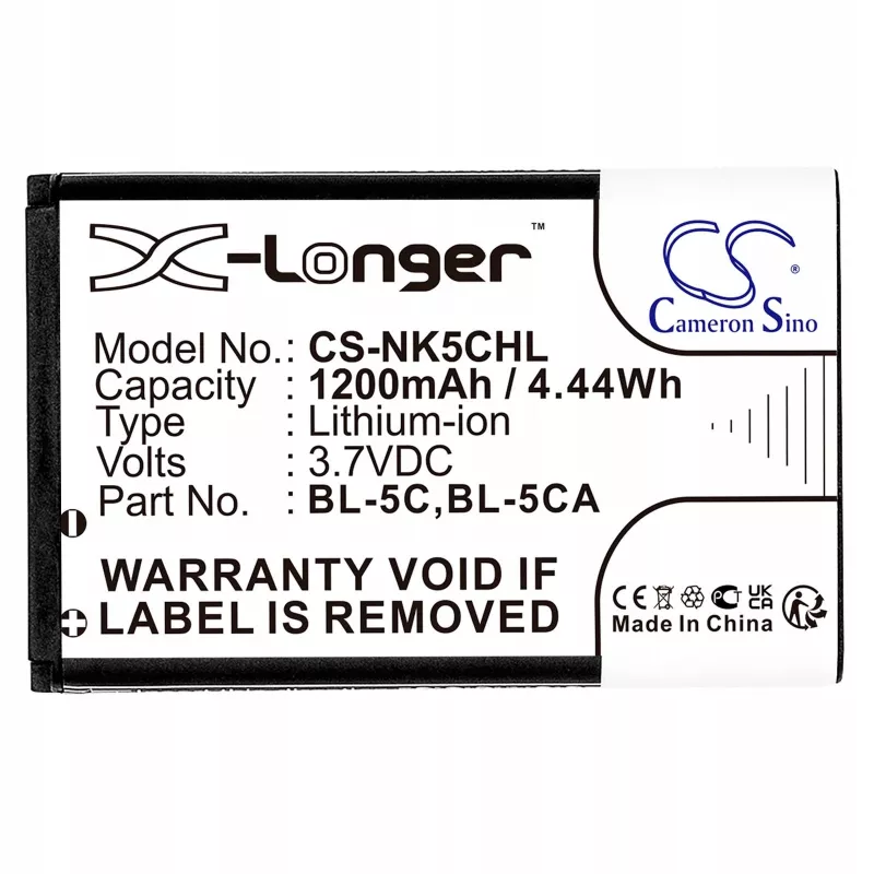 Cameron Sino batteria ricaricabile Li-ion 1200mAh per Nokia BL-5C, BL-5CA, Teltonika, Lark BL-6SP