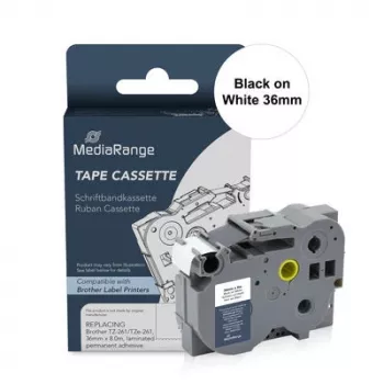 MediaRange MRBTZ261 cartuccia nastro etichette laminato 36mm nero su bianco per Brother P-Touch