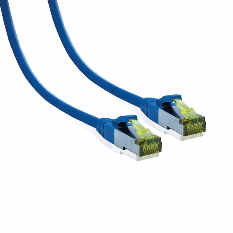 IT-BUDGET Full Copper Premium cavo patch Cat.6A con cavo grezzo Cat.7 600 MHz senza alogeni PoE+ 10Gbps blu 3m