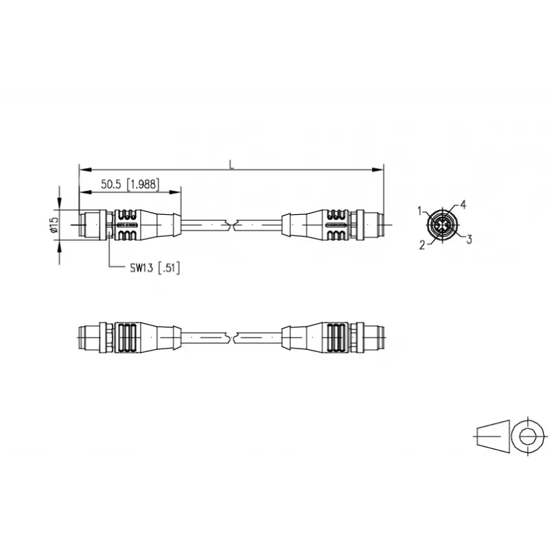 METZ CONNECT cavo patch Ethernet industriale M12 codifica D, 4 poli connettore maschio su connettore maschio, 5m, PUR verde