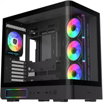 Fortron M581 case mid-tower, nero, vetro temperato panoramico, 4 ventole ARGB