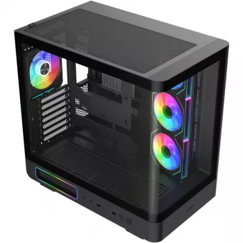 Fortron M581 case mid-tower, nero, vetro temperato panoramico, 4 ventole ARGB