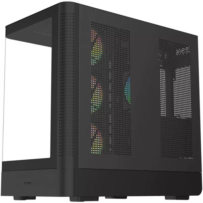Fortron M581 case mid-tower, nero, vetro temperato panoramico, 4 ventole ARGB