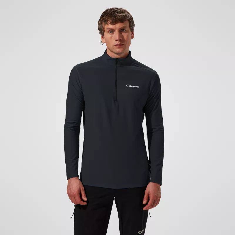 Berghaus 24/7 Tech Tee LS HZ Jet Black uomo maglia a maniche lunghe con mezzo zip