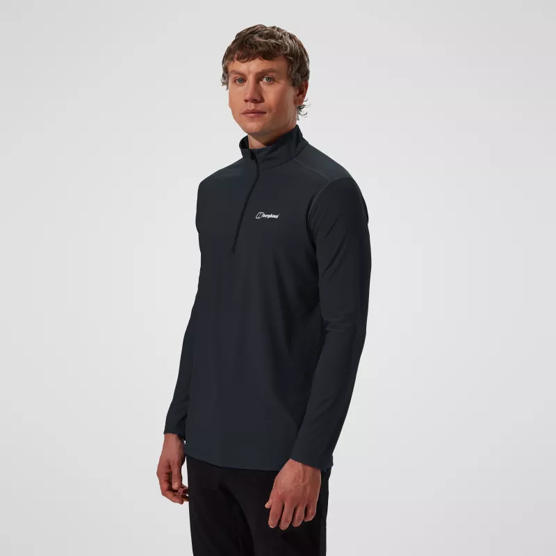 Berghaus 24/7 Tech Tee LS HZ Jet Black uomo maglia a maniche lunghe con mezzo zip