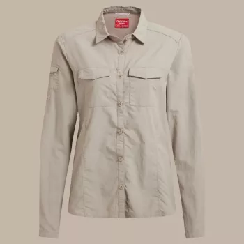 Camicia da viaggio donna Craghoppers NosiLife Adventure LS Shirt III - Soft Mushroom