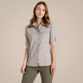 Camicia da viaggio donna Craghoppers NosiLife Adventure LS Shirt III - Soft Mushroom