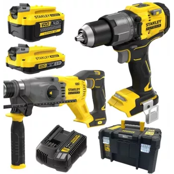 STANLEY V20 18V set avvitatore a percussione e avvitatore a impulsi a batteria con batterie 4.0Ah e 2.0Ah