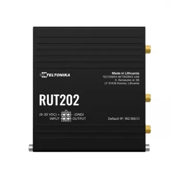 Teltonika Networks RUT202 router Wi-Fi 4G LTE, dual-SIM, 2x Ethernet, montaggio su guida DIN/a parete, alluminio