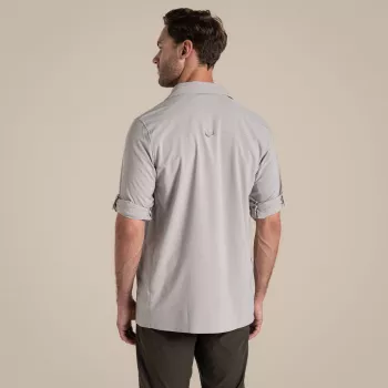 Craghoppers NosiLife Pro camicia manica lunga V - camicia da viaggio uomo, pergamena, taglia L