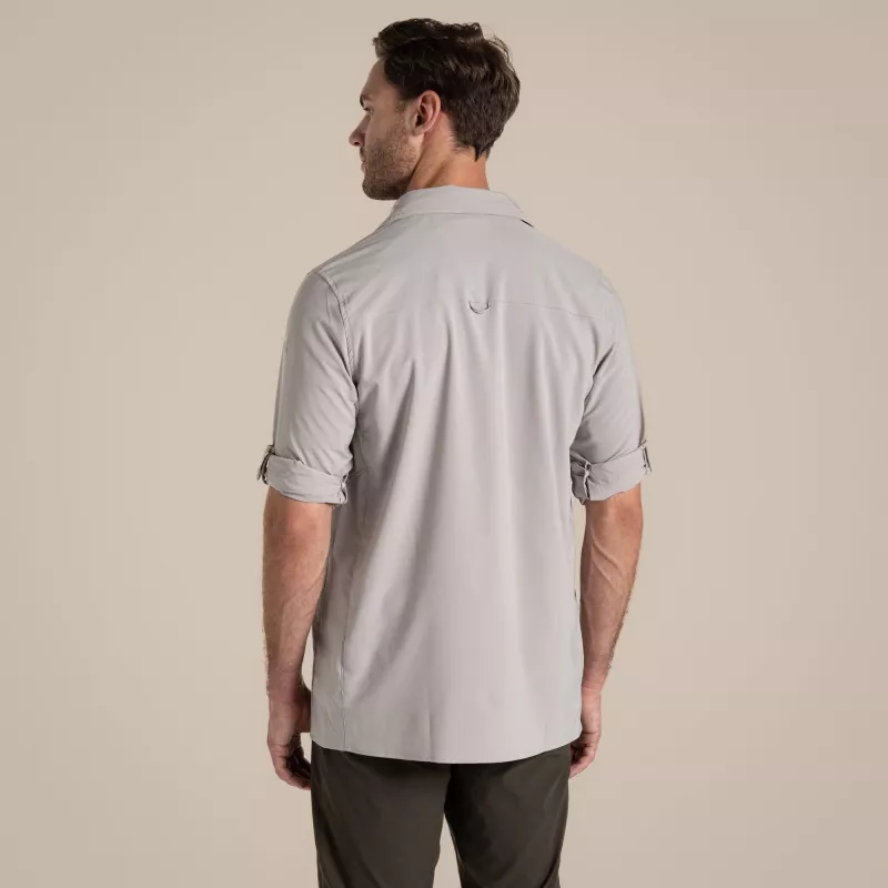 Craghoppers NosiLife Pro camicia manica lunga V - camicia da viaggio uomo, pergamena, taglia L