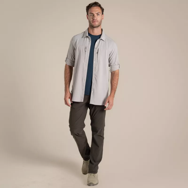 Craghoppers NosiLife Pro camicia manica lunga V - camicia da viaggio uomo, pergamena, taglia L